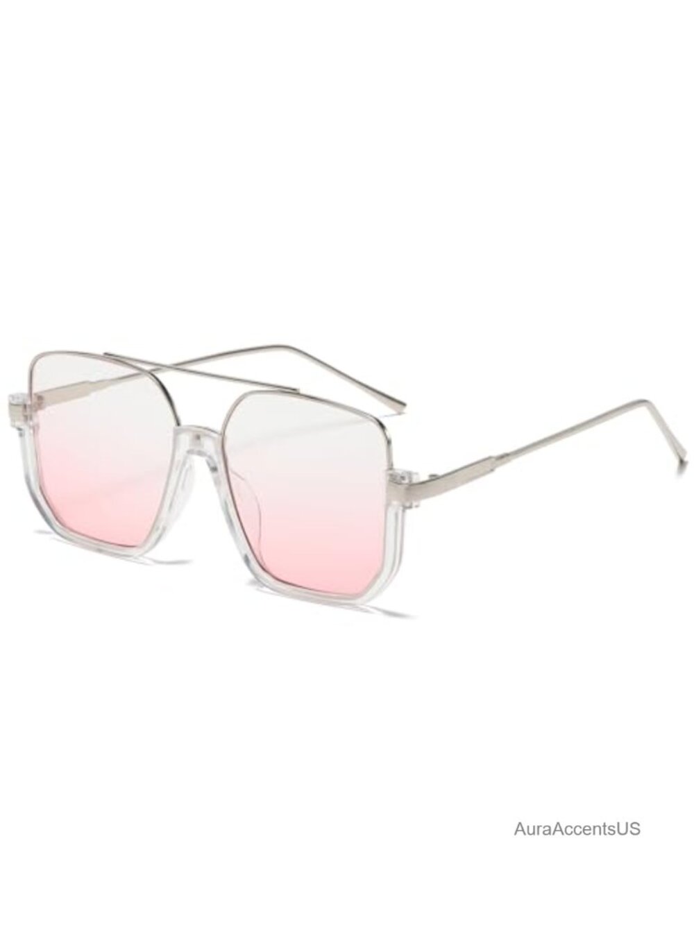 Vintage Square Semi-Rimless Aviator Sunglasses UV400 Unisex Metal